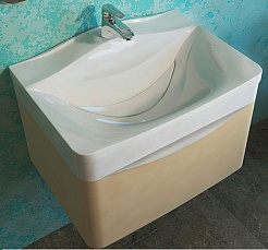 Velvex Мебель для ванной Iva 60 подвесная, светлый лен, зеркало-шкаф – фотография-7