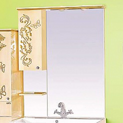 Misty Зеркальный шкаф Бабочка 90 L бежевая патина – фотография-1