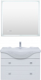 Aquanet Мебель для ванной Рондо 85 подвесная белая глянцевая – фотография-1