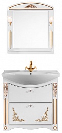 Водолей Мебель для ванной "Кармен 85" 2 ящика, белая/золото – фотография-1
