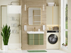Brevita Мебель для ванной Vega 70 подвесная зеленая/золото – фотография-2
