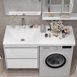 Opadiris Мебель для ванной Фреш 120 L под стиральную машину подвесная белая – фотография-5