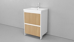 Velvex Мебель для ванной напольная Klaufs 60 белая/дерево, 1 ящик – фотография-9