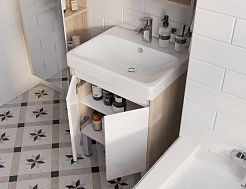 Акватон Мебель для ванной Сканди Doors 55 белая/дуб верона – фотография-6