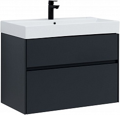 Aquanet Мебель для ванной Бруклин 85 подвесная черная матовая – фотография-17