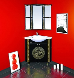 Misty Зеркальный шкаф Olimpia Lux 60 угловой R черная патина – фотография-2