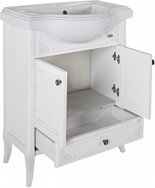 ASB-Woodline Мебель для ванной Салерно 65 белый/патина серебро – фотография-3
