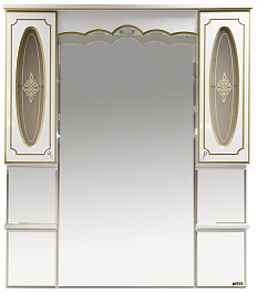 Misty Зеркальный шкаф Монако 100 белый/ патина – фотография-1