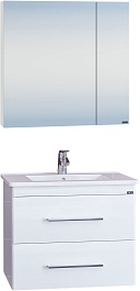 СанТа Мебель для ванной Вегас 65 подвесная с зеркальным шкафом Стандарт 70 белая – фотография-1