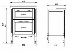 ASB-Woodline Мебель для ванной Римини Nuovo 60 белый (патина серебро), массив ясеня – фотография-5