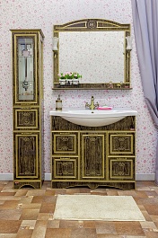 Sanflor Мебель для ванной Адель 100 венге, патина золото – фотография-10