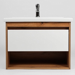 Viant Мебель для ванной Бостон 80 1 ящик подвесная белая/дуб вотан – фотография-4