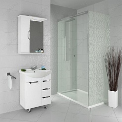 Водолей Мебель для ванной Лира 65 L с ящиками белая – фотография-2