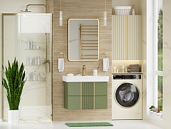 Brevita Мебель для ванной Vega 80 подвесная зеленая/золото – фотография-2