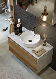 Aqwella Зеркало-шкаф для ванной  Mobi 120 бетон светлый – фотография-3