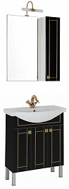 Aquanet Зеркальный шкаф "Честер 75" черный/золото – фотография-2
