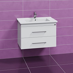 СанТа Мебель для ванной Вегас 75 подвесная с зеркальным шкафом Стандарт 80 белая – фотография-4