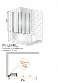 Cezares Шторка на ванну TRIO-W-V-3-90/140-P-Cr-L – фотография-3