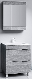 Aqwella Мебель для ванной Бриг 75 напольная, дуб седой, зеркало-шкаф – фотография-1