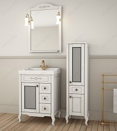 ASB-Woodline Зеркало для ванной Флоренция Квадро 60 патина, серебро, массив ясеня – фотография-5