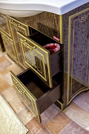 Sanflor Мебель для ванной Адель 100 венге, патина золото – фотография-4