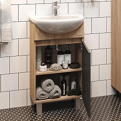 Onika Мебель для ванной Милтон 45 R серая/дуб сонома – фотография-7