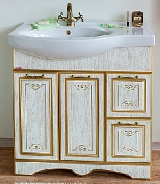 Sanflor Мебель для ванной Адель 82 R белая, патина золото – фотография-2
