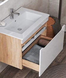 Vigo Мебель для ванной Grani 750-0-1 подвесная белая/дуб сонома – фотография-6