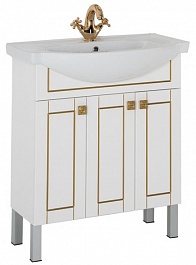 Aquanet Мебель для ванной "Честер 75" белый/золото – фотография-4