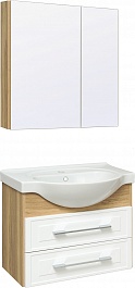 Runo Мебель для ванной Дублин 70 подвесная дуб/белая – фотография-1