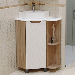 Mixline Мебель для ванной Корнер 67.5 R угловая белая/дуб – фотография-5