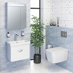 Runo Мебель для ванной Капри 60 с зеркальным шкафом Парма подвесная белая – фотография-2