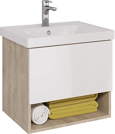 Dreja Мебель для ванной Perfecto 60 подвесная белая/дуб эврика – фотография-8