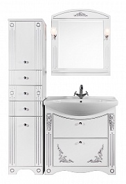 Водолей Мебель для ванной "Кармен 85" 2 ящика, белая/серебро – фотография-5