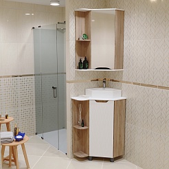 Mixline Мебель для ванной Корнер 67.5 L угловая белая/дуб – фотография-2