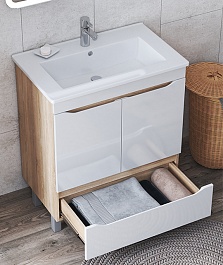 Vigo Мебель для ванной Grani 600-2-1 дуб сонома/белая – фотография-4