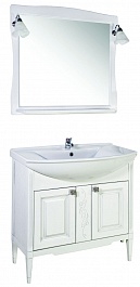 ASB-Woodline Зеркало для ванной Модена 85 белый, массив ясеня – фотография-3