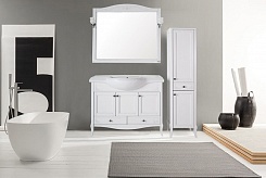 ASB-Woodline Мебель для ванной Салерно 105 белый (патина серебро), массив ясеня – фотография-9