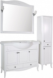 ASB-Woodline Мебель для ванной Салерно 105 белый (патина серебро), массив ясеня – фотография-8