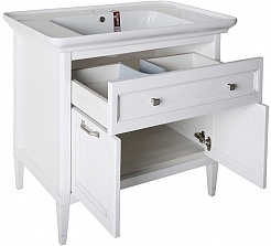 ASB-Woodline Мебель для ванной Гранда 85, шкафчик, белый (патина серебро), массив ясеня – фотография-5