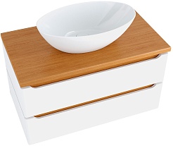 Mixline Мебель для ванной Виктория 90 подвесная белая софт/дуб светлый – фотография-5