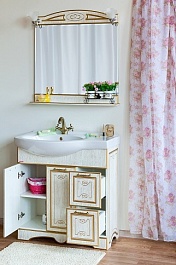Sanflor Мебель для ванной Адель 82 R белая, патина золото – фотография-4