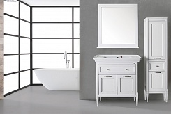 ASB-Woodline Мебель для ванной Гранда 85, белый (патина серебро), массив ясеня – фотография-3
