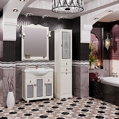 Opadiris Мебель для ванной Тибет 85 с художественным стеклом, слоновая кость – фотография-10