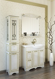 Sanflor Мебель для ванной Адель 82 L белая, патина золото – фотография-3
