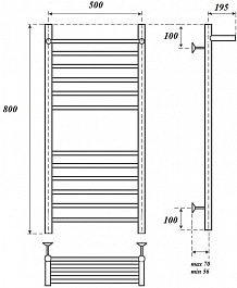 Point Полотенцесушитель водяной П11 500x800 PN10158SP с полкой хром – фотография-3