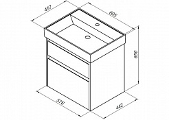 Aquanet Тумба с раковиной Nova Lite 60 2 ящика, дуб рустикальный – фотография-10