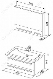 Aquanet Комплект Мебели Нота 90 камерино светлый дуб (230299) – фотография-2