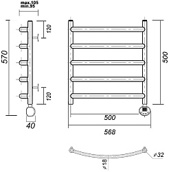 Domoterm Полотенцесушитель электрический Калипсо П5 500x500 ER золото – фотография-3