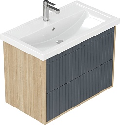 Onika Мебель для ванной Дайлер 80 подвесная графит/дуб сонома – фотография-9
